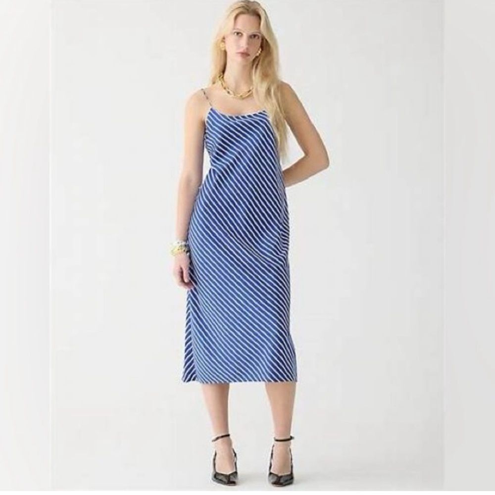 NWT J.Crew Gwyneth Slip Dress in Stripe Luster Charmeuse